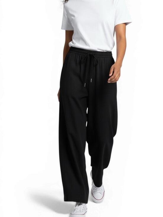 InWear Pants - InWear US8 DrizaIW Culotte Women Medium Black Linen Wide Leg Drawstring Pants